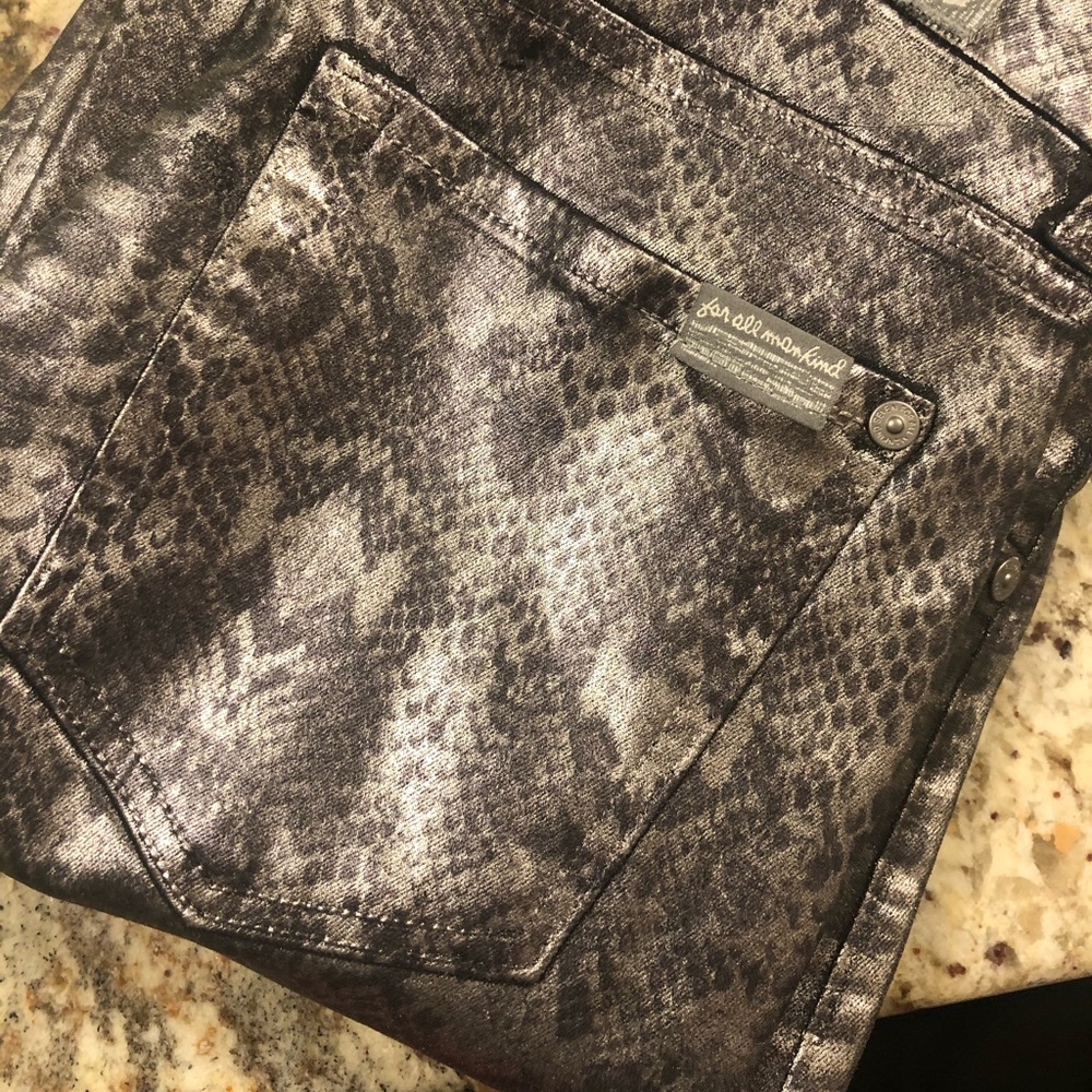 7 for All Mankind skinny jeans metallic snake skin